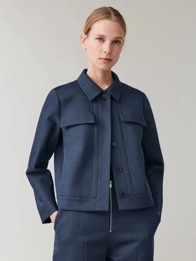 COS Navy Tailored Cotton-Blend Twill Jacket